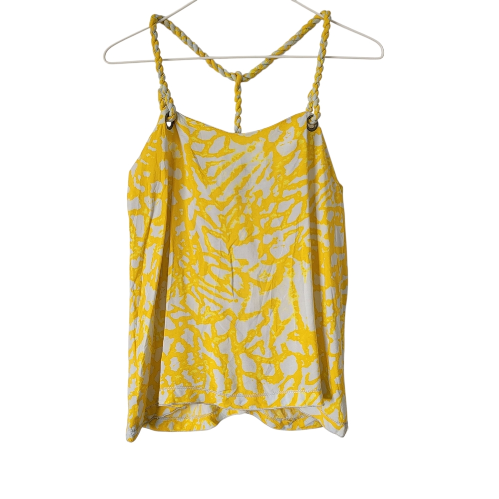 RACHEL Rachel Roy Yellow and White Braided Strap Tank – Size M